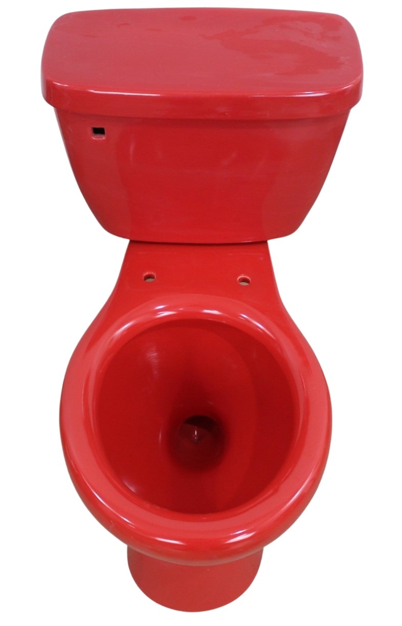 Round Mexican Talavera Toilet Rojo