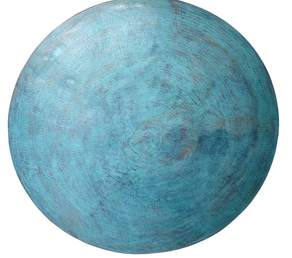 Hammered Copper Table Top Round Green Patina - SELECT YOUR SIZE