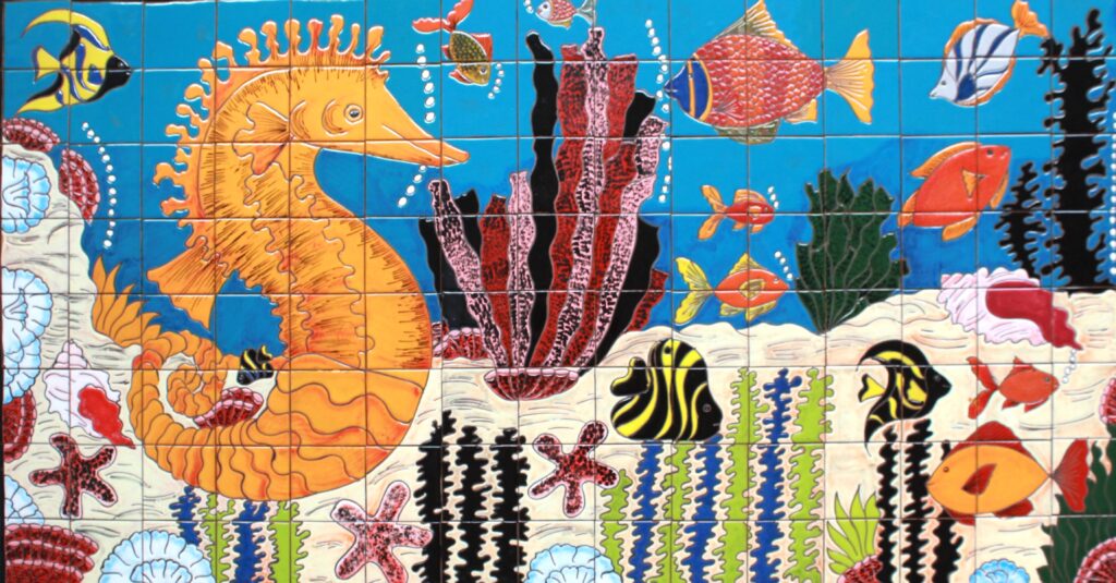 Talavera High Relief Mural Pescadito De Mar