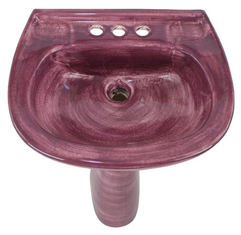 Mexican Talavera Pedestal Sink Purple Washed