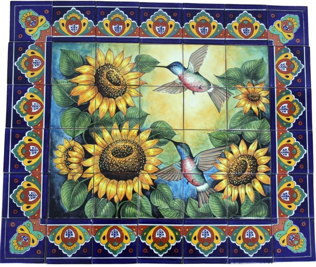 Ceramic Frost Proof Mural Colibris Girasoles