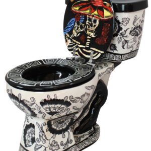 Round Mexican Talavera Toilet Dia De Muertos 2