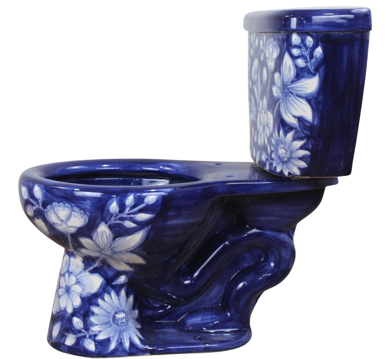 Round Mexican Talavera Toilet Romero Azul