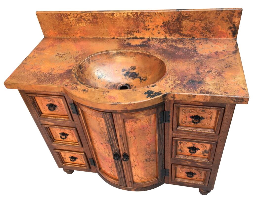 Mexican wooden and copper Vanity