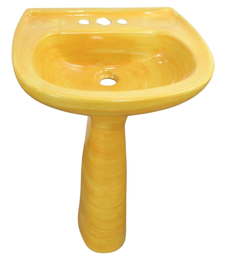 Mexican Talavera Pedestal Sink Yellow Washed