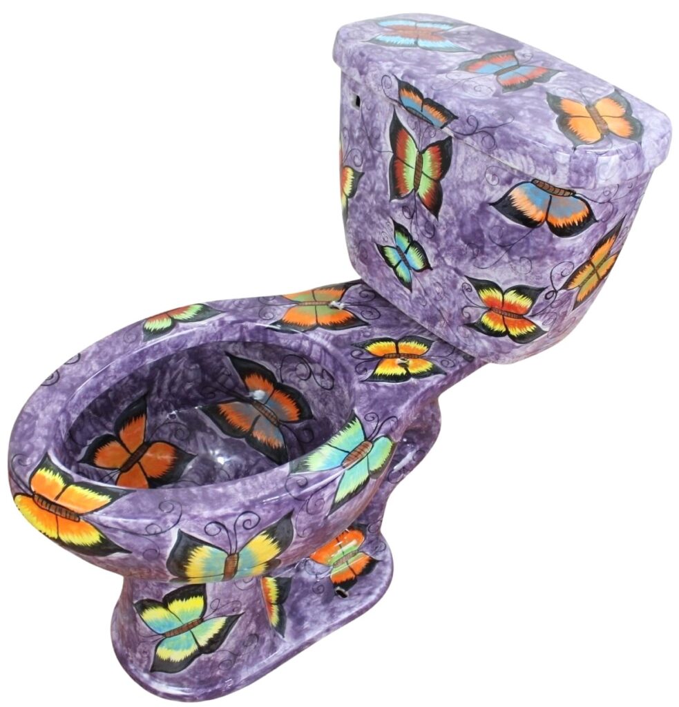 Elongated Comfort Height Toilet Mariposas Moradas