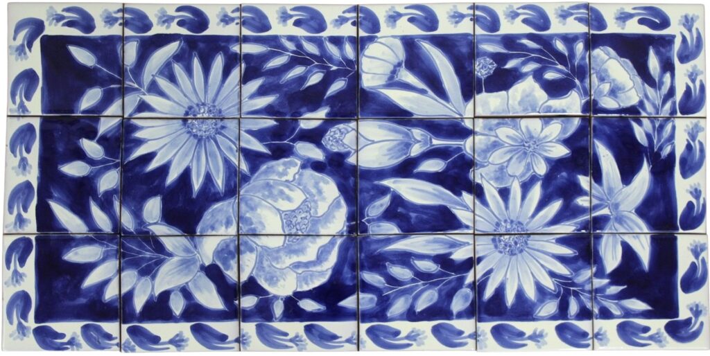 Mexican Talavera Mural Hojas Azules