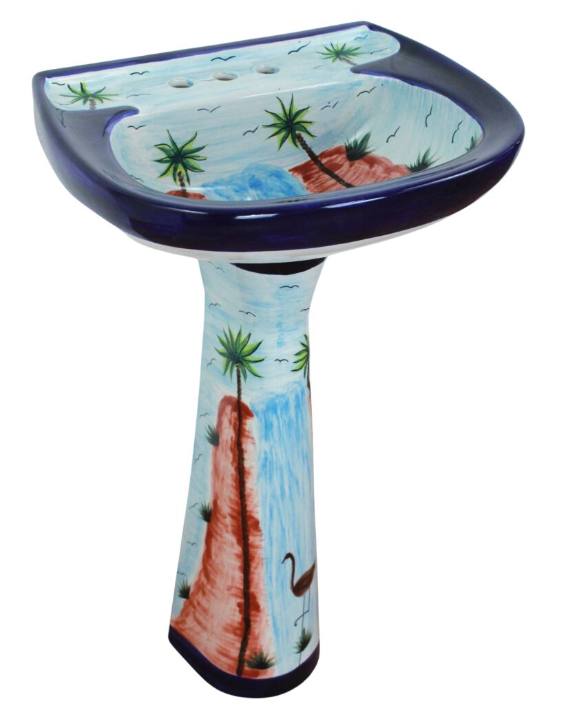 Mexican Talavera Pedestal Sink Amealco