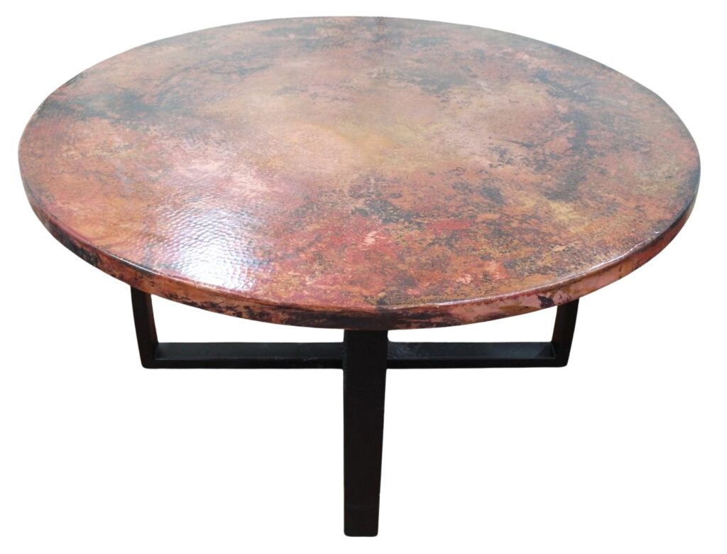 Hammered Copper Table with Iron Base San Francisco