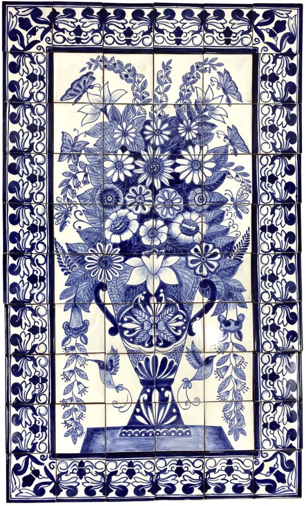 Mexican Talavera Mural Flores Azules