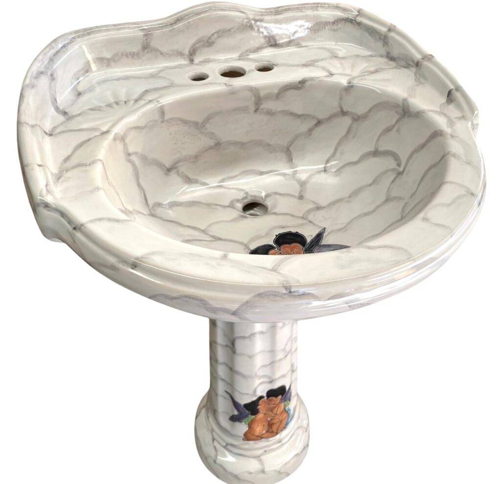 Mexican Talavera Pedestal Sink Roman Angelitos