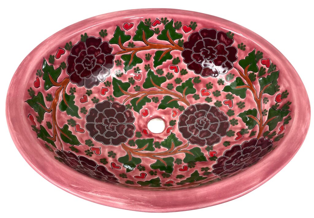 Mexican Talavera Sink Oval Rosas 2