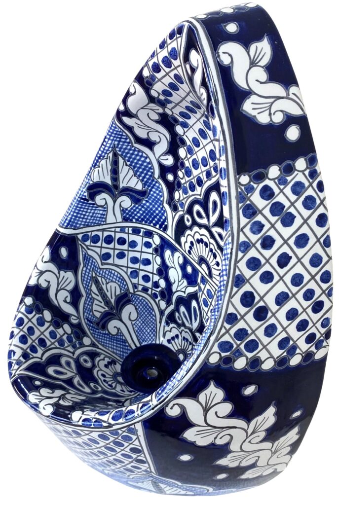 Mexican Talavera Ceramic Urinal Hand Painted Acapulco Azul