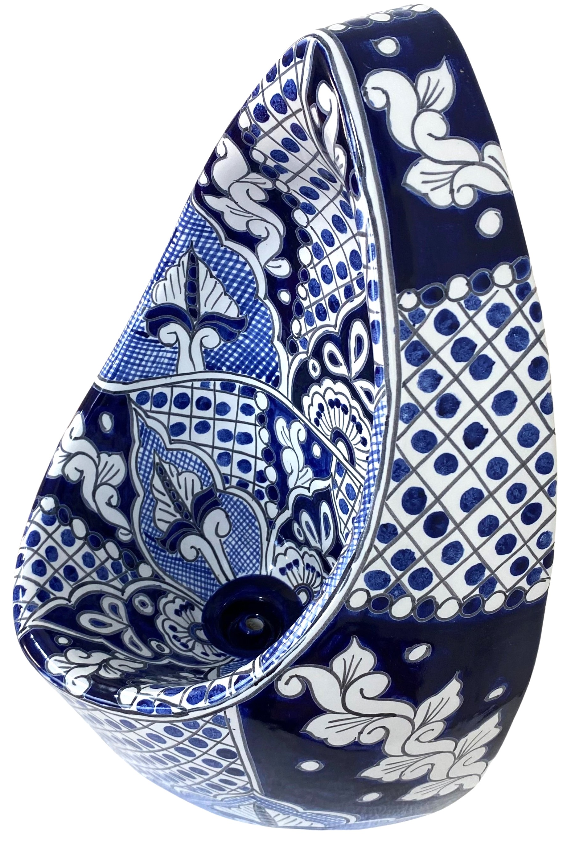 Mexican Talavera Ceramic Urinal Hand Painted Acapulco Azul