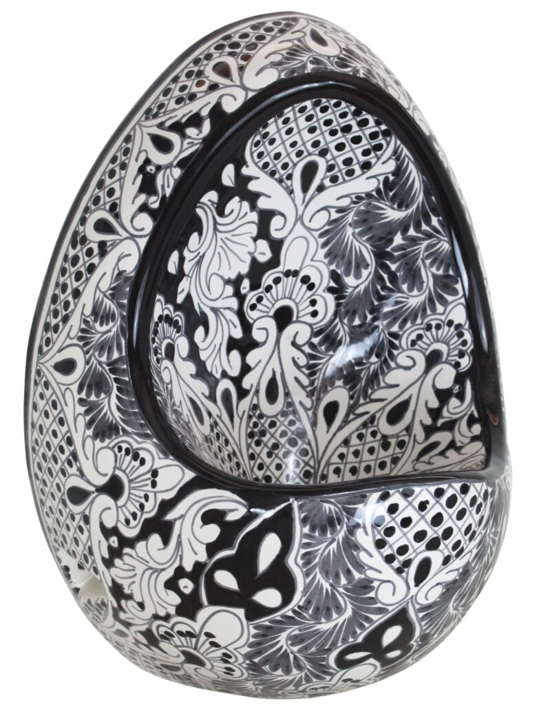 Mexican Talavera Ceramic Urinal Hand Painted Acapulco Negro